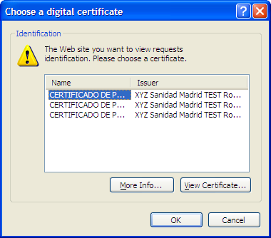 Selección Certificados internet Explorer
