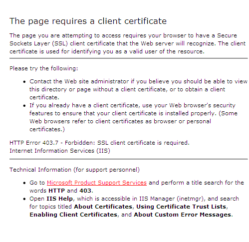HTTP Error 403.7: Certificado Digital Requerido