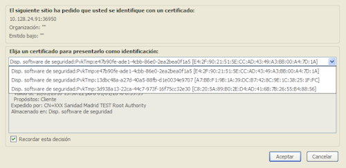 Imagen Selección Certificados internet Explorer